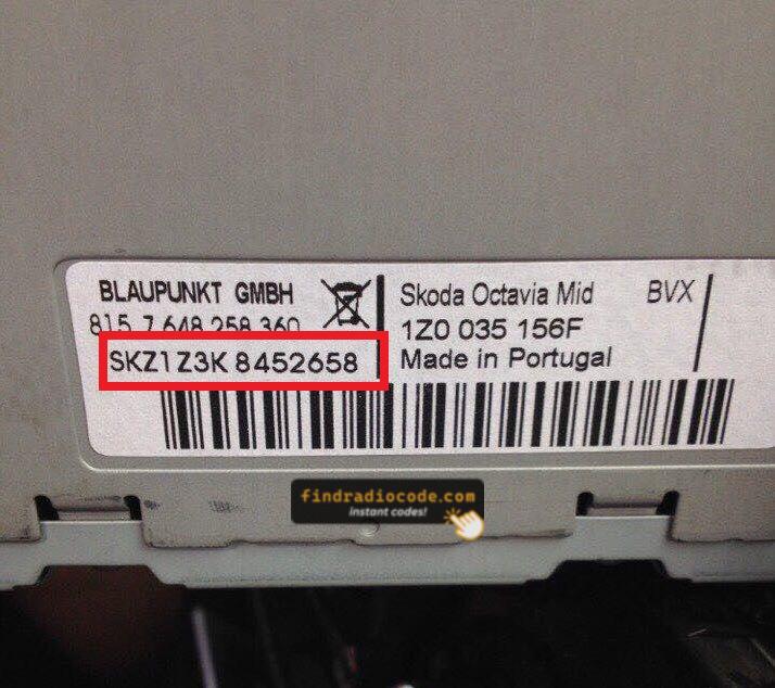 VAG RCD310 serial label
